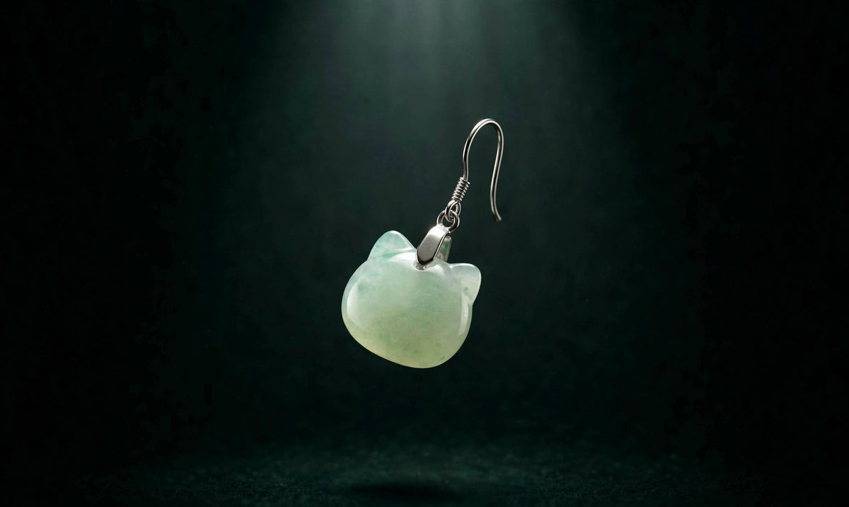 Natural Jade Cat Earrings