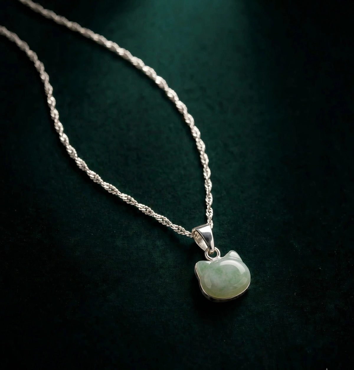 Cat Jade Pendant Necklace