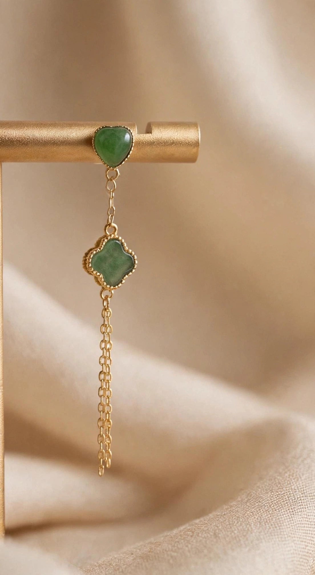 Natural Jade Clover Earrings