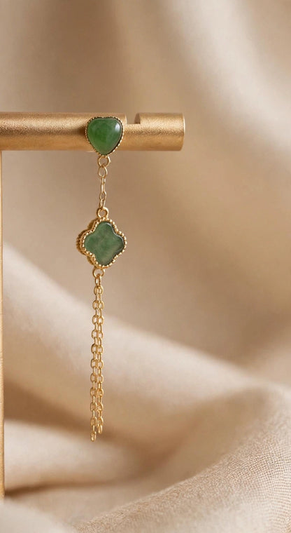 Natural Jade Clover Earrings