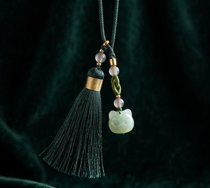 Natural Jade Cat Charm