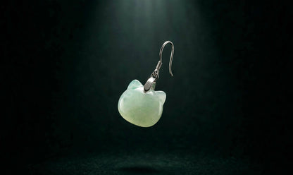 Natural Jade Cat Earrings