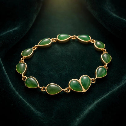 Natural Green Jade Heart Bracelet