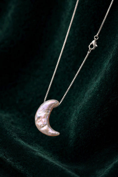 Moon Baroque Pearl Pendant Necklace
