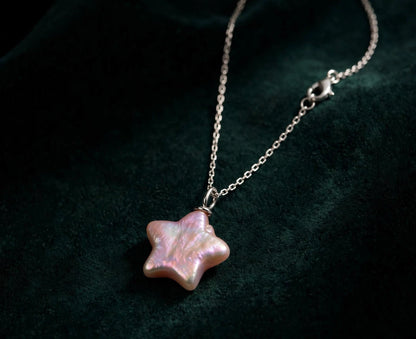 Pink Star Baroque Pearl Pendant Necklace