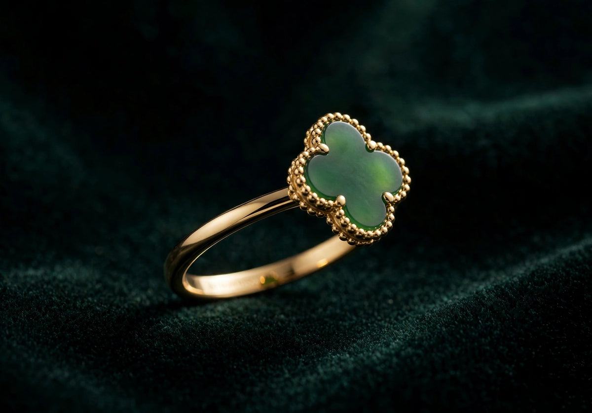 Natural Jade Quatrefoil Ring