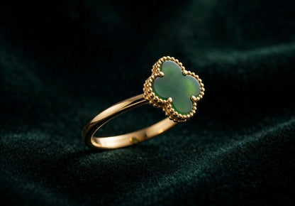 Natural Jade Quatrefoil Ring