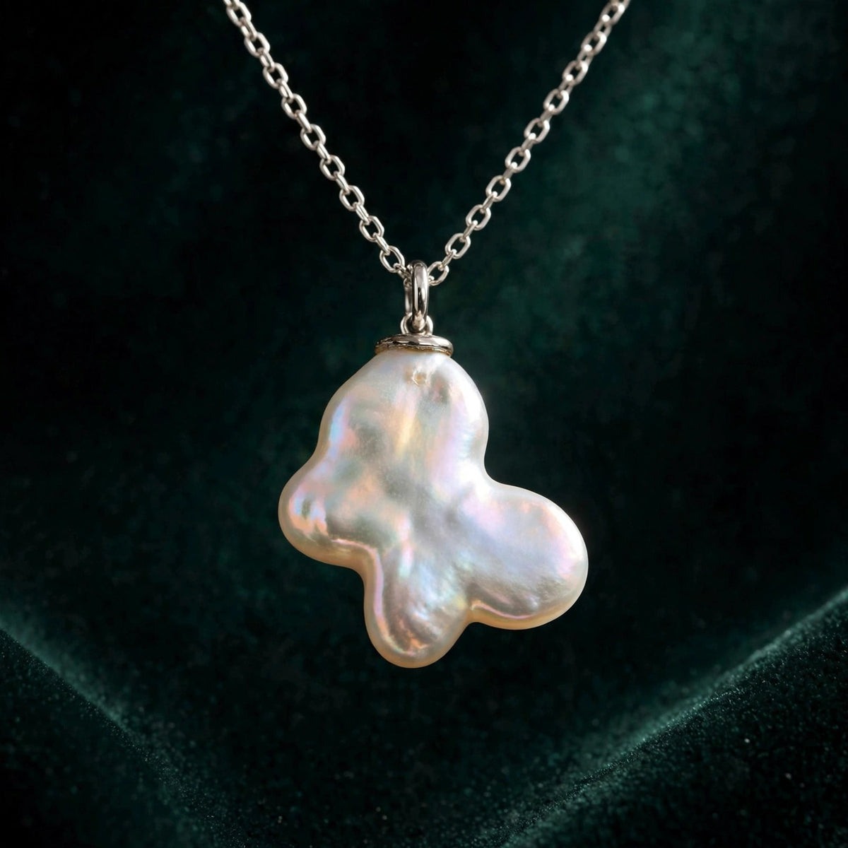 Butterfly Baroque Pearl Pendant Necklace
