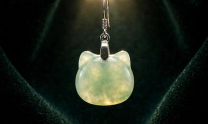 Natural Jade Cat Earrings
