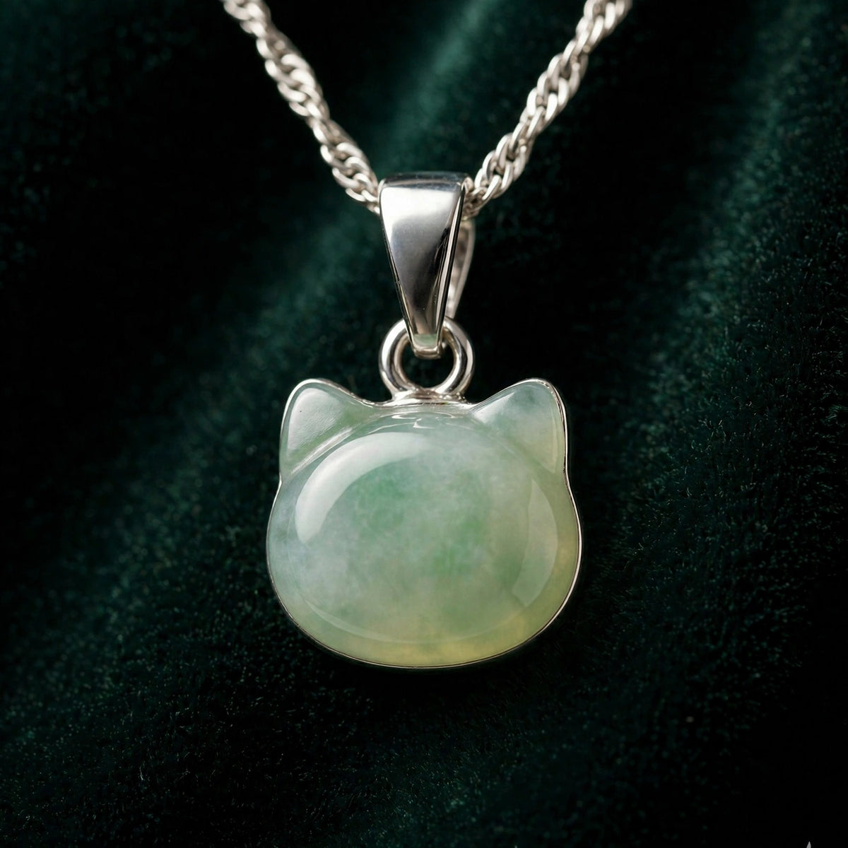 Cat Jade Pendant Necklace