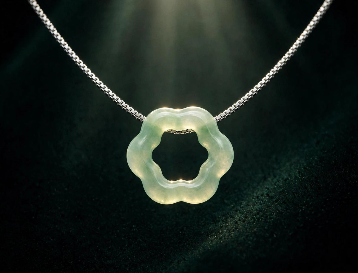 Green Jade Flower Pendant Necklace