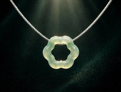 Green Jade Flower Pendant Necklace
