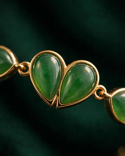 Natural Green Jade Heart Bracelet