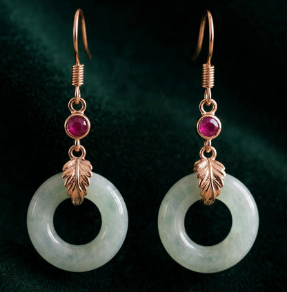 Natural Jade Hoop Earrings