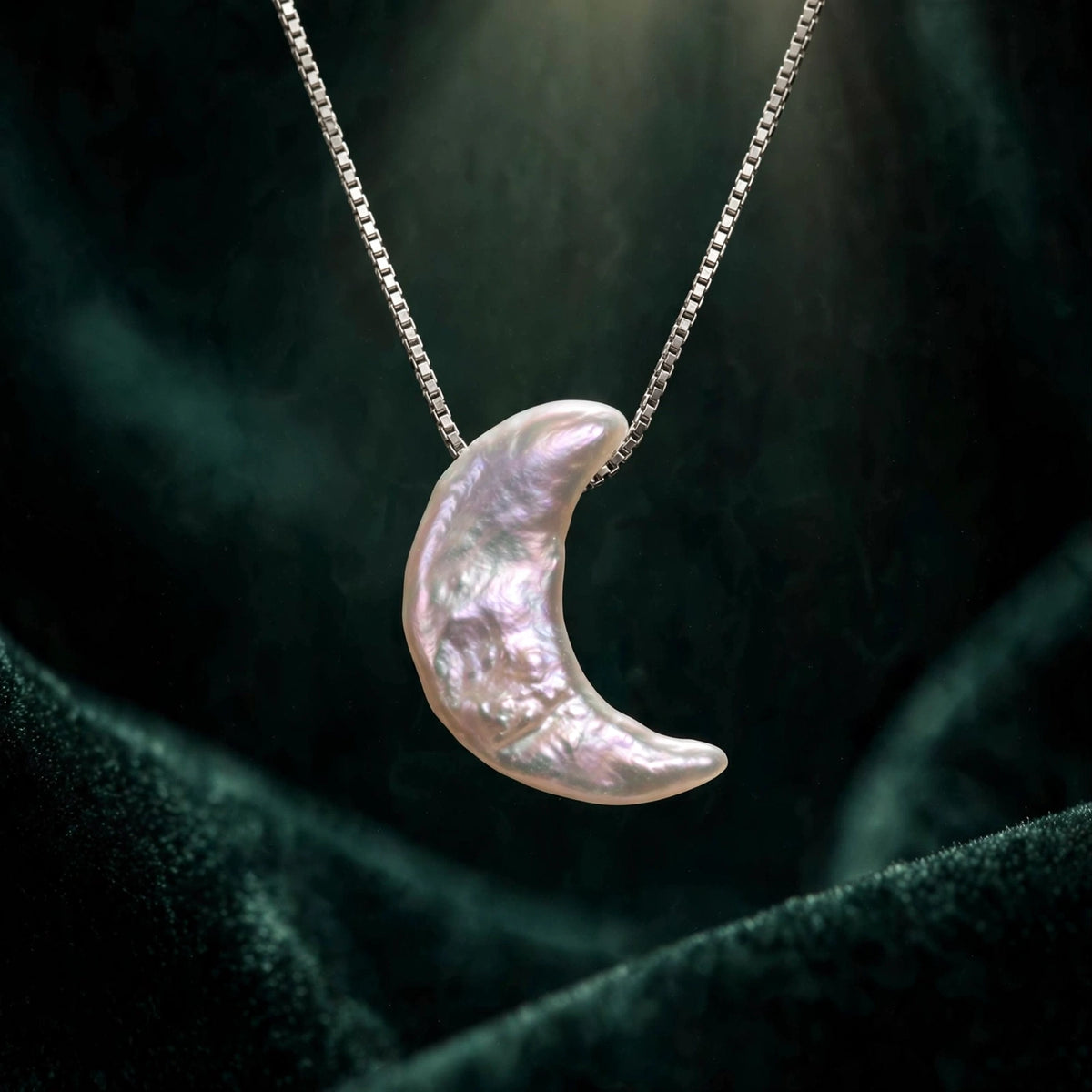 Moon Baroque Pearl Pendant Necklace