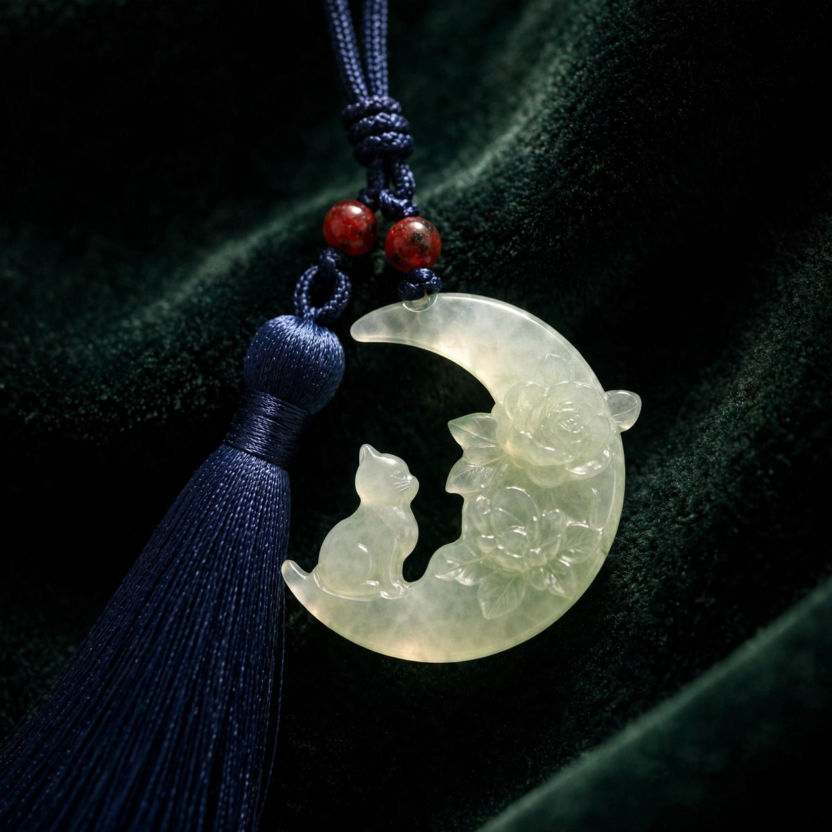 Jade Moon Cat Bag Charm