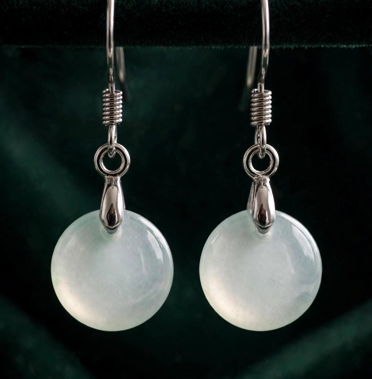 Natural Jade Round Earrings