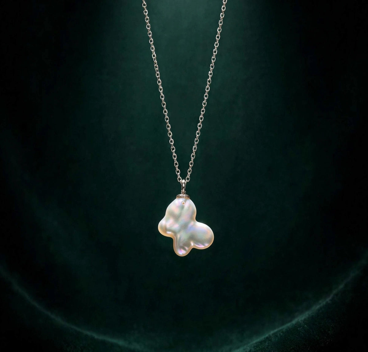 Butterfly Baroque Pearl Pendant Necklace