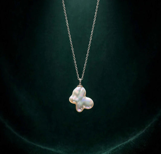 Butterfly Baroque Pearl Pendant Necklace