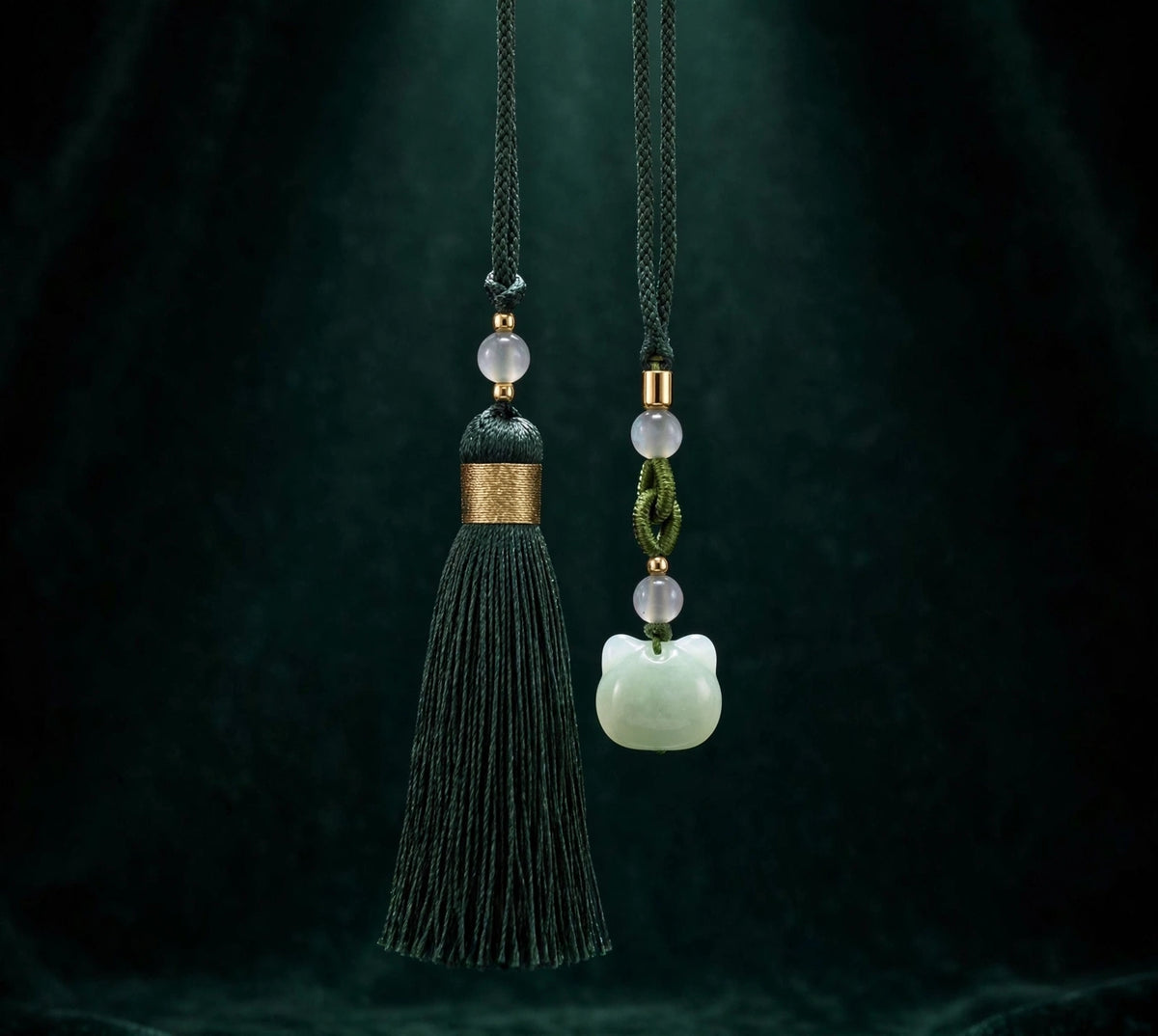 Natural Jade Cat Charm