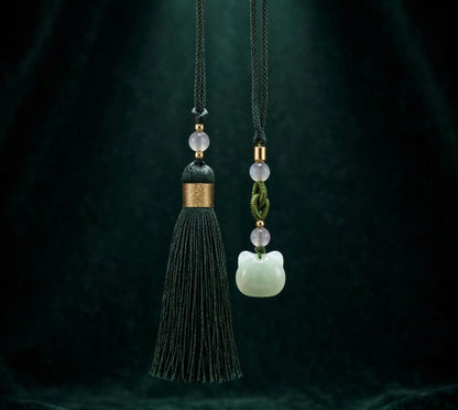 Natural Jade Cat Charm
