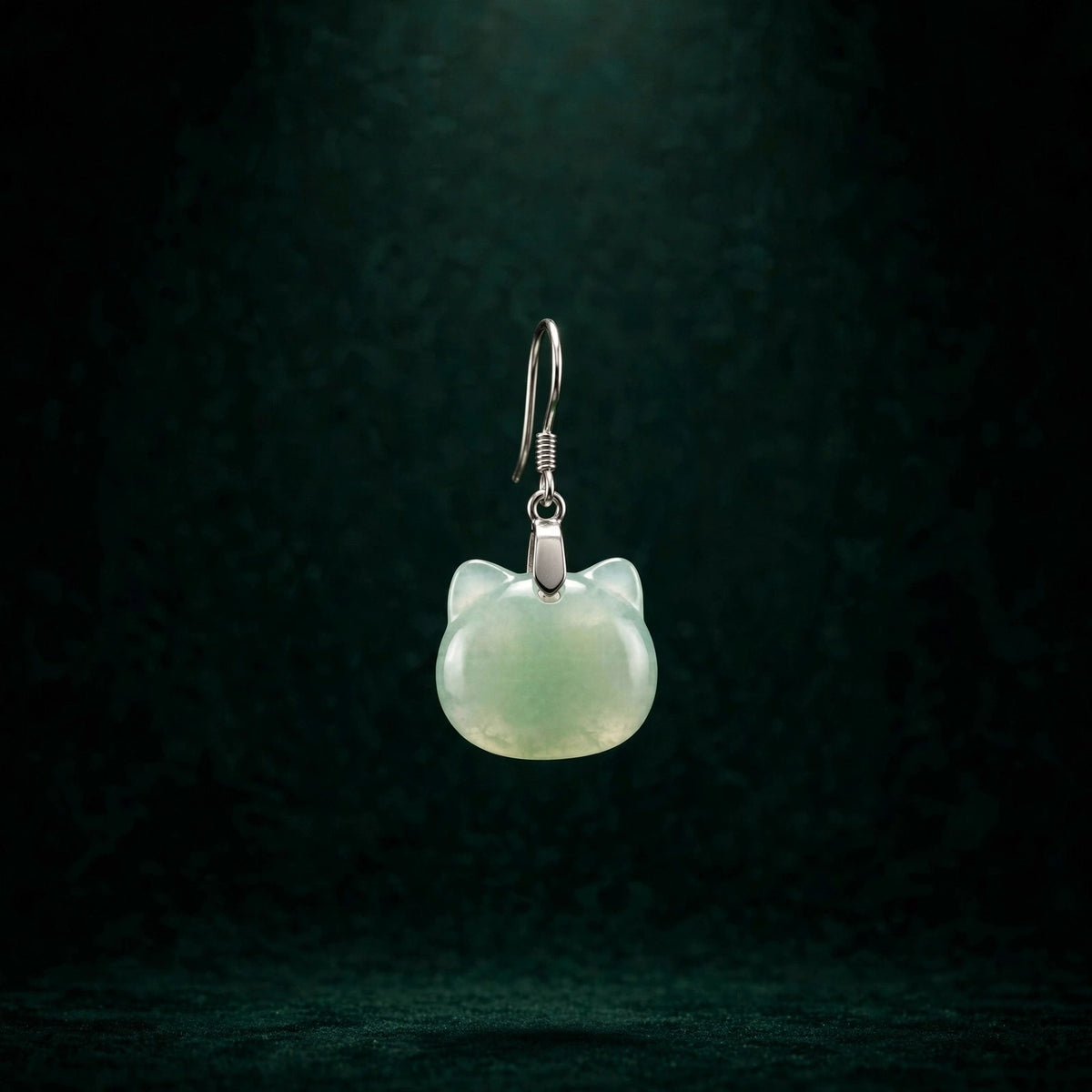 Natural Jade Cat Earrings