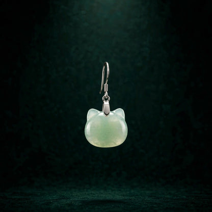Natural Jade Cat Earrings