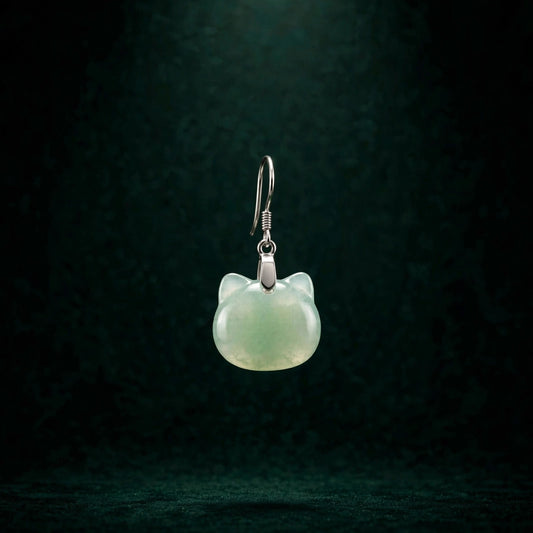 Natural Jade Cat Earrings