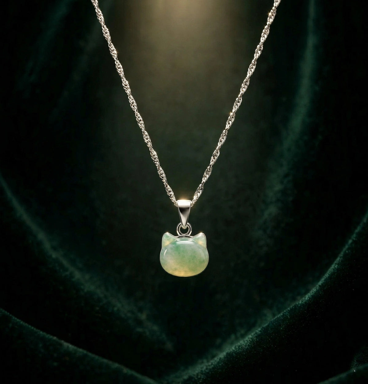 Cat Jade Pendant Necklace