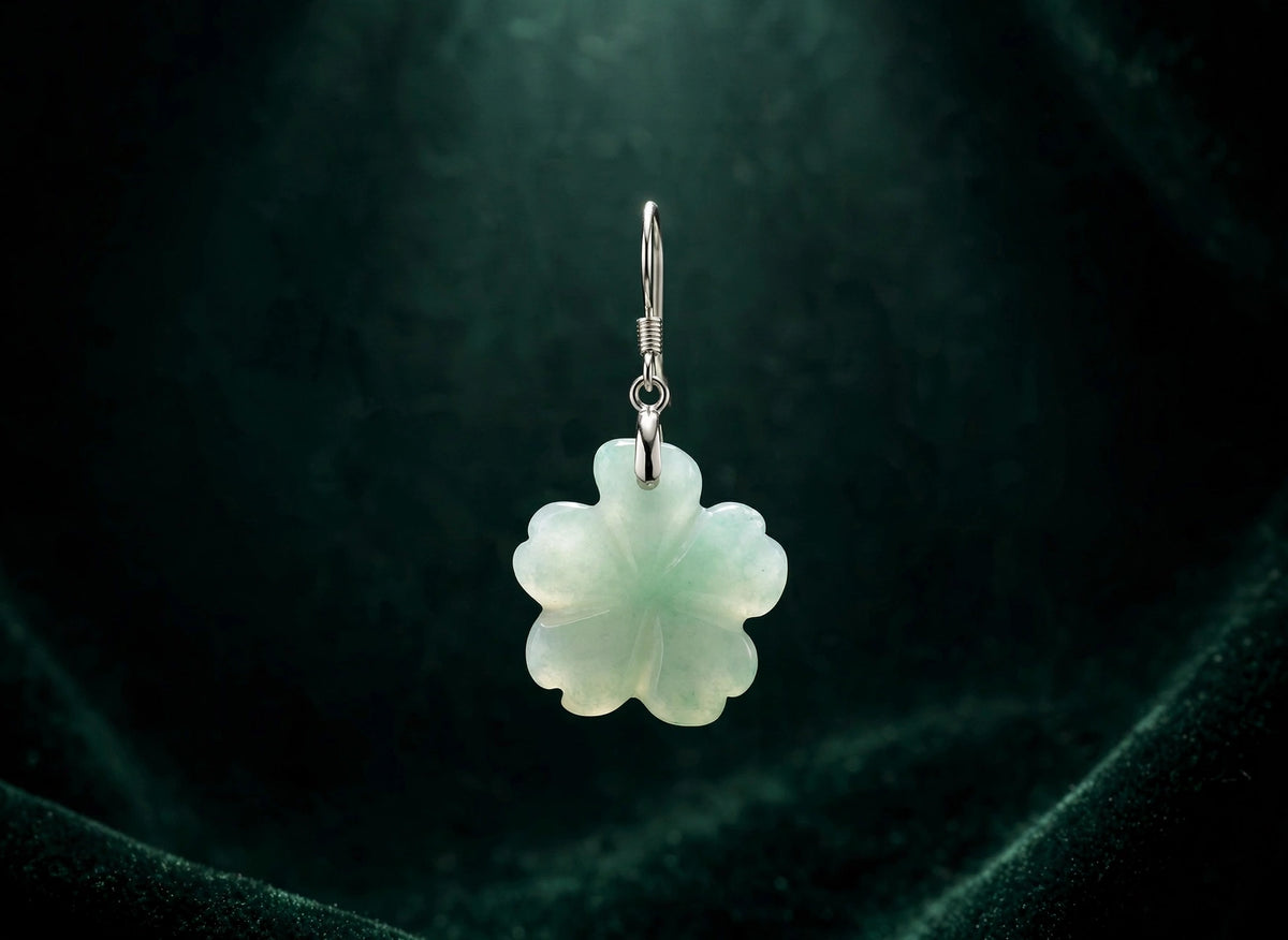 Natural Jade Flower Earrings