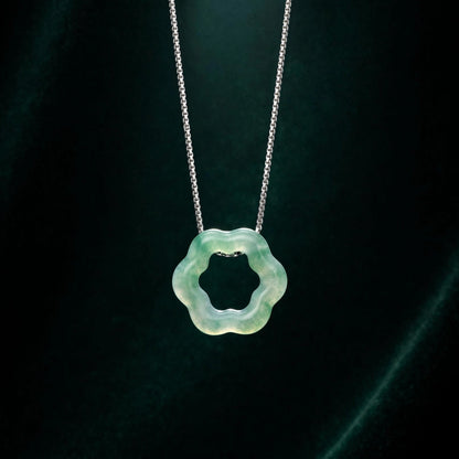 Green Jade Flower Pendant Necklace