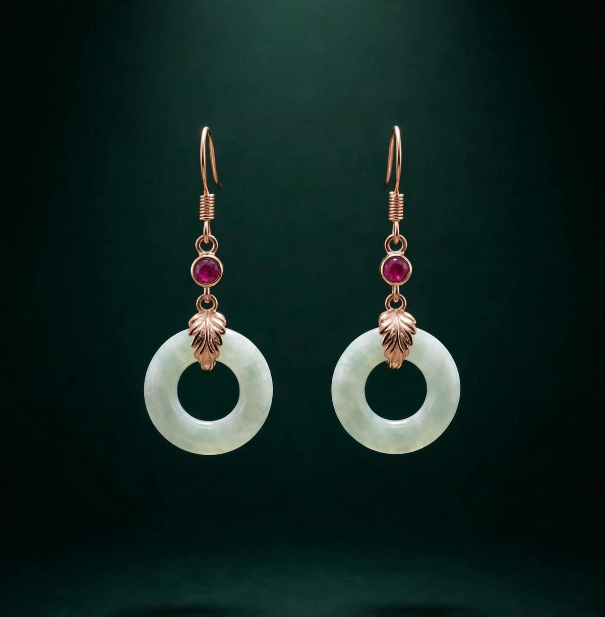 Natural Jade Hoop Earrings