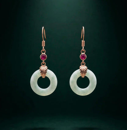 Natural Jade Hoop Earrings