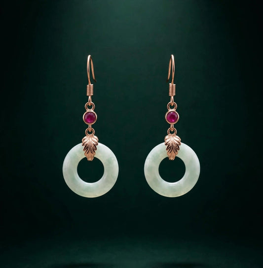 Natural Jade Hoop Earrings