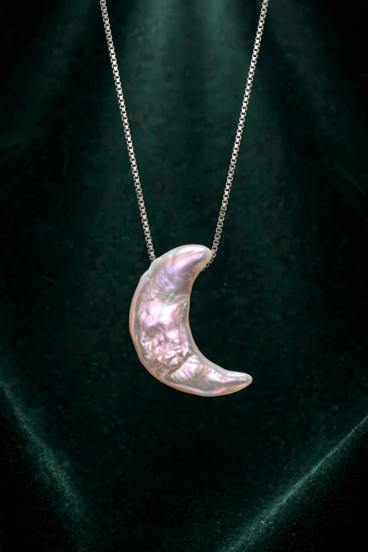 Moon Baroque Pearl Pendant Necklace