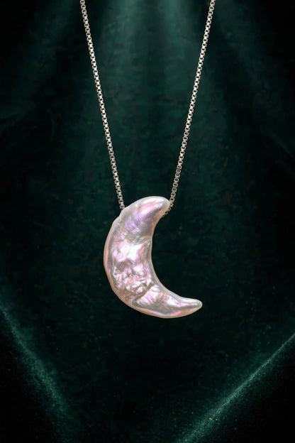 Moon Baroque Pearl Pendant Necklace