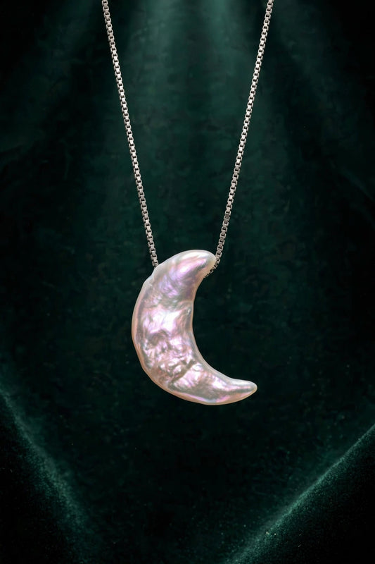 Moon Baroque Pearl Pendant Necklace