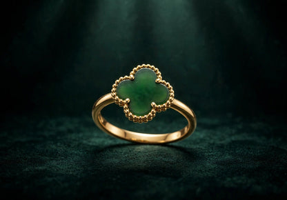 Natural Jade Quatrefoil Ring