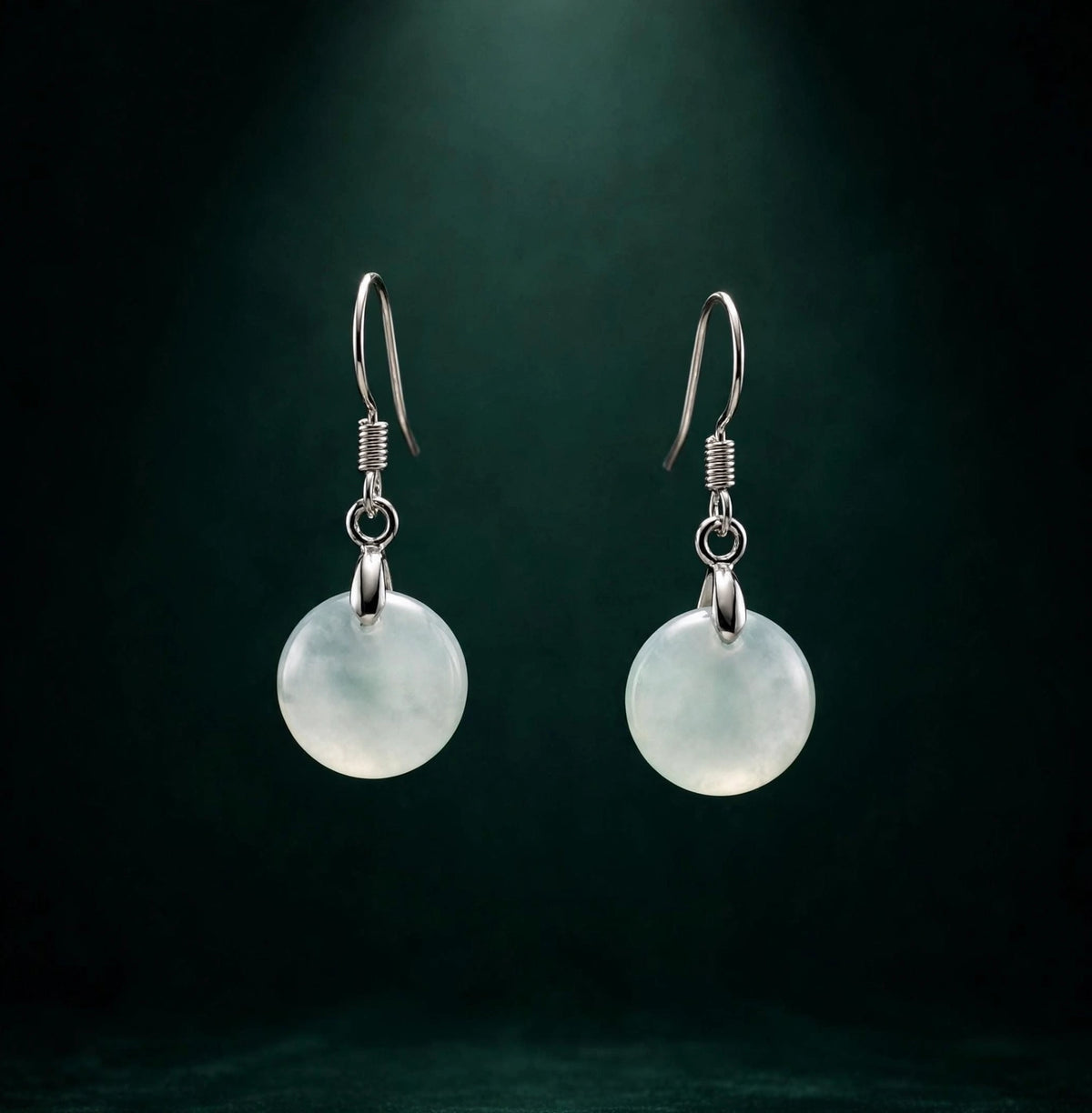 Natural Jade Round Earrings