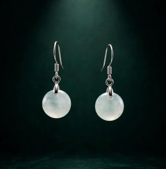 Natural Jade Round Earrings